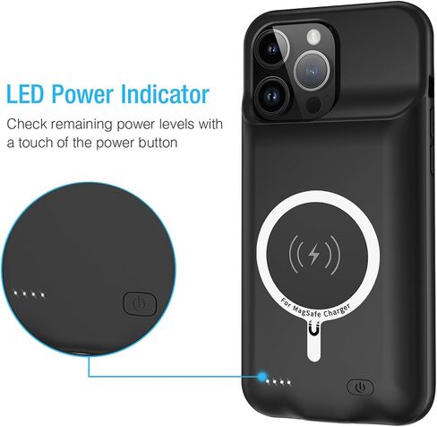 Battery Case for iPhone 13, Enhanced 7000mAh Ultra Thin Portable Protective Smart Charging Case Support Carplay Compatible with iPhone 13 (6.1 inch) Rechargeable Extended Battery Charger Case (Black) in Saudi Arabia