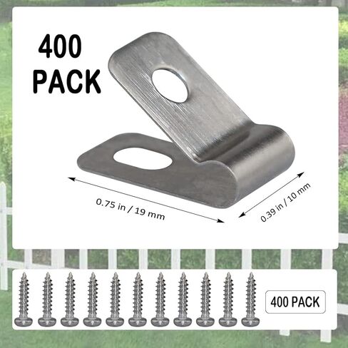 Wire Fence Clips 100 Pcs Fence Wire Clamps Stainless Steel Fencing Mounting Clips with 100 Pcs Stainless Steel Screws for 12-16 Gauge Welded Wire to Wood, Metal or Vinyl Fence (100 PCS) in Kuwait