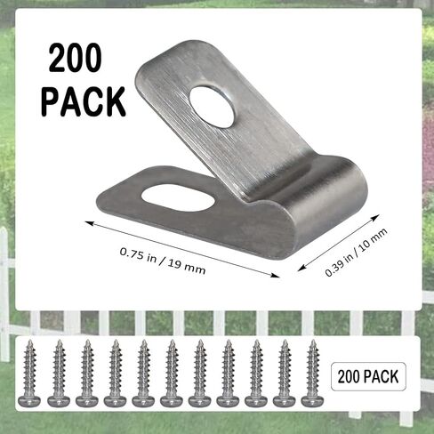Wire Fence Clips 100 Pcs Fence Wire Clamps Stainless Steel Fencing Mounting Clips with 100 Pcs Stainless Steel Screws for 12-16 Gauge Welded Wire to Wood, Metal or Vinyl Fence (100 PCS) in Kuwait