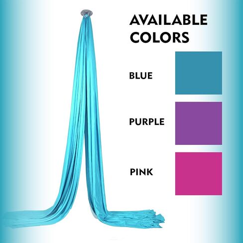 Aerial Silks Kit - 2 Daisy Chains, 2 Stainless Steel Carabiners, 8 Expansion Screws For Concrete Structure, 2 Ceiling Brackets For Aerial Arts & Fitness With Guide, Soft Silk For Smooth Movement in Saudi Arabia