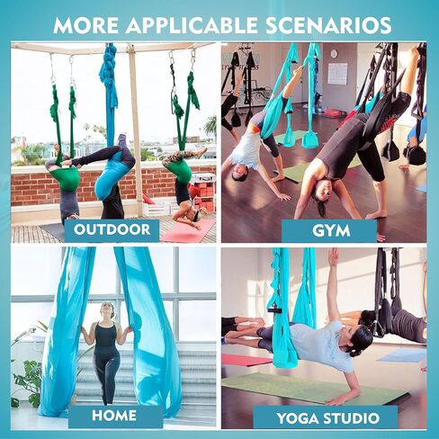 Aerial Silks Kit - 2 Daisy Chains, 2 Stainless Steel Carabiners, 8 Expansion Screws For Concrete Structure, 2 Ceiling Brackets For Aerial Arts & Fitness With Guide, Soft Silk For Smooth Movement in Saudi Arabia
