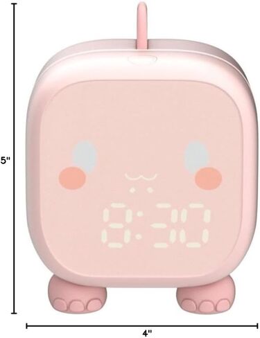ساعة منبه للأطفال، ساعة منبه رقمية لغرفة نوم الأطفال، ساعة منبه لطيفة على شكل ديناصور للاستيقاظ وإضاءة ليلية مع ساعة منبه USB للأولاد والبنات كهدايا عيد ميلاد باللون الوردي in Kuwait