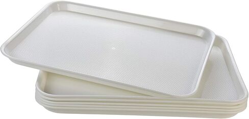 Eslite Rectangular Plastic Serving Trays,Fast Food Serving Cafeteria Trays,17"X13",Set of 6(White) in Saudi Arabia