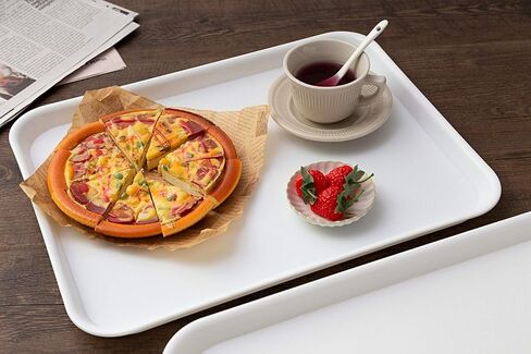 Eslite Rectangular Plastic Serving Trays,Fast Food Serving Cafeteria Trays,17"X13",Set of 6(White) in Saudi Arabia