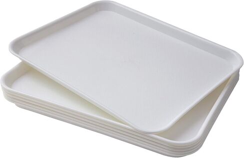 Eslite Rectangular Plastic Serving Trays,Fast Food Serving Cafeteria Trays,17"X13",Set of 6(White) in Saudi Arabia