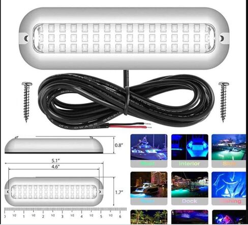 42 led 12 volt underwater light (blue) in stainless steel for marine, boat, vr, camper, pontoon, trailer and much more…… in Saudi Arabia