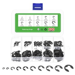 uxcell 400 Pcs E-Clip Circlip External Retaining Rings, 10 Sizes(M1.5-M10) 65Mn Carbon Steel Circlip Snap Rings Assortment Kits for Valves Electrical Appliances