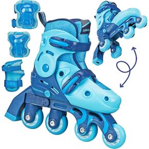 Roller Derby Switch Skates for Beginners, 2 in 1 Adjustable Skates Convert from Learn Mode to Inline Skates for Toddlers, Kids