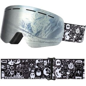 Kids Ski Goggles, Snowboard Goggles Anti Fog UV for Kid 4-6/6-14 Years, OTG Snow Goggles for Youth Boys Girls
