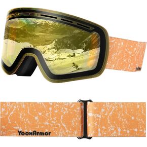 Kids Ski Goggles, Snowboard Goggles Anti Fog UV for Kid 4-6/6-14 Years, OTG Snow Goggles for Youth Boys Girls