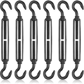 Moxweyeni 6 قطع M8 من الفولاذ المقاوم للصدأ 304 خطاف وخطاف شدادات سوداء سلة زهرة مسامير خطاف مزدوجة لشد حبل السلك، أجهزة شراع الظل، تركيب خيمة ظل الشمس in Kuwait