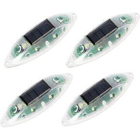Aolyty Solar Strobe Warning Light Outdoor, Bright Solar Safety Flashing Light 4 Pack Road Signs IP54 Waterproof for Construction Site, Traffic, Dock, Marine, Stop Sign (Blue)