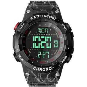10 ATM Waterproof Sports Wristwatch for Swimming and Diving with Multiple Functions of Alarm Clock, Chronograph, Timer Countdown, Dual Time, Calendar, 12 and 24 Hour Format Switchable