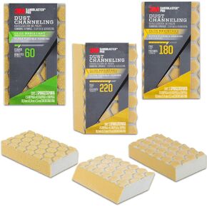 3M Angled Sanding Sponge 3 Pack - All-Purpose Variety 3M Sanding Sponge Bundle Includes 3 Sanding Sponges (60, 180, 220) | Sanding Sponges Interior & Exterior Projects