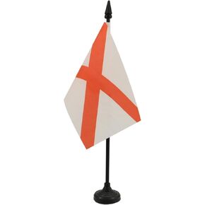 علم طاولة ألاباما من AZ FLAG مقاس 10.16 سم × 15.24 سم - علم مكتب ولاية ألاباما الأمريكية مقاس 15 × 10 سم - عصا وقاعدة بلاستيكية سوداء