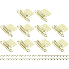 uxcell Cabinet Kitchen Inset Hinges, 20Pcs 1/2" Overlay Semi-Concealed Hinges Face Mount Cabinet Hardware Self-Closing Cabinet Hinges with Screws, Red Bronze