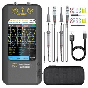 BSIDE Handheld Oscilloscope 3.98'' Touchscreen Digital oscilloscope Dual Channel 50MHz Bandwidth Portable Oscilloscope Signal Generator 250MSa/s Sampling Rate Tablet Automotive oscilloscope