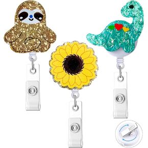 HASFINE 4 Pack Glittering Retractable Badge Reels - "Help is On The Way" Caregiver-Inspired Funny Acrylic ID Badge Holder with Alligator Clip for Nurses Students Teachers Lawyer & Office Staff in Saudi Arabia