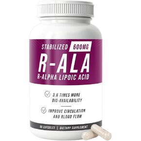 NERVE RENEW R-ALA Stabilized R Alpha Lipoic Acid 600mg Nerve Support Supplement 60 Capsules