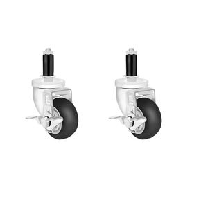 3 Inch Prep Table Casters Wheel Set of Expanding Stem Caster 2 Pack for Commercial Kitchen Prep Tables, Cart, Furniture Legs, Prep Table Casters Fit 7/8" and 1" ID Tube Leg with Side Brake