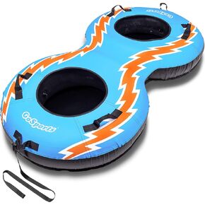GoSports Heavy Duty 2 Person Winter Snow Tube with Premium Canvas Cover - America, Blue, Red or Retro