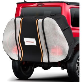 STARTWO Bike Cover for Transport on Rack, Heavy Duty Waterproof Bike Cover for 2 Bikes on Rear Bike Rack, Bicycle Cover Rain UV Snow Proof with Anti-theft Lock Hole Windproof Buckle Storage Bag