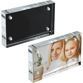 Azar Displays 104663-BLK-2PK Black Acrylic Block with Metal Back Plate 4.5" X 3", 2-Pack, Black