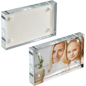 Azar Displays 104663-WHT-2PK White Acrylic Block with Metal Back Plate 4.5" X 3", 2-Pack,White