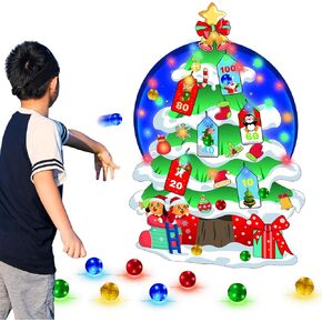 BooTaa 31" LED Felt Chirstmas Tree for Kids, Dart Board for Kids, Toys for Ages 5-7, Christmas Decoration, Kids Toys, Gift Ideals for 3 4 5 6 7 8 9 10 Year Old Boys Girls, Xmas Gift, Party Favors