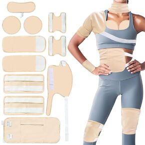 Castor Oil Pack Wrap for Entire Body,11Pac Reusable Organic Cotton flannel compress pads for Liver Detox,Stomach,Neck,Knee,Shoulder,foot.Adjustable Elastic Strap,Anti-Leak&Machine Washable
