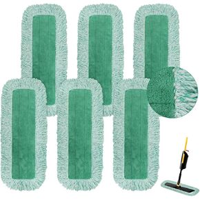 Commercial Products Dust Pad with Fringe for Rubbermaid 18" - 18 Inch Green Microfiber Dust Mop Refills Heavy-Duty Cleaning for Hardwood/Tile/Laminated Floors in Kitchen/Lobby/Office (6 Counts) in Kuwait