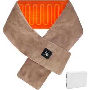Neck Heating Pad Cordless, Rechargeable Heated Scarf with 5000mAh Power Bank, Portable Neck Warmer with 3 Heating Levels, Heating Pad for Neck Pain Relief and Stiffness, Christmas Gift, Grey