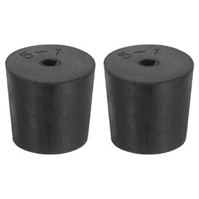uxcell 2 Pcs 1-Hole Rubber Stopper, Tapered Lab Seal Tube Stopper Plug for Test Tube Flasks Glass Containers Industry and Laboratories, 44x37x25mm Black