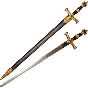 A21-1 Medieval Sword Templar Sword Star of David Stainless Steel Black Gold 32.9 inches