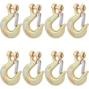 8 Pack 3/8 inch Forged Steel Clevis Slip Hook with Safety Latch, Heavy Duty G70 Clevis Grab Hook for Towing and Winch, 3t Capacity, 0.75 Inch Opening