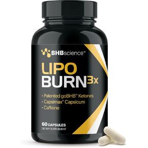 Lipo Burn Keto BHB Exogenous Ketones Supplement - BHB Science Keto Diet Pills with Capsimax and Caffeine for Natural Energy Focus Body Sculpting & Ketosis Support - Vegetarian & Non-GMO (1 Month)