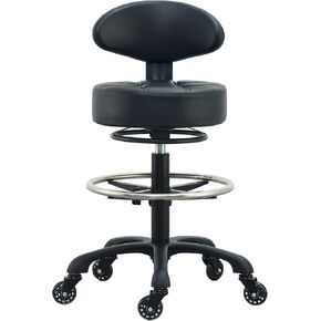 Swivel Stool Chair Adjustable Height,Heavy Duty Hydraulic Rolling Metal Stool for Kitchen,Salon,Bar,Office,Massage (with footrest)