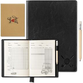 R HORSE Golf Scorecard Book with Pencil, Leather Golf Journal Notebook Gift Set, Pocket Golf Score Book Golf Yardage Book Log Book, Sports and Outdoor Golf Accessories Gift for Men Women Golfer