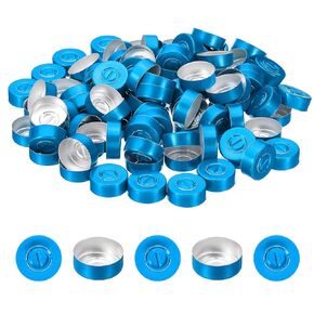 PATIKIL 20mm Flip Off Caps, 100 Pcs Flip Off Caps Flip Off Seals Flip Off Vial Seals Plastic Aluminum Caps Cover for Glass Vial Bottle, Blue