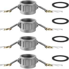4 PCS Aluminum Cam Lock Fittings (2" Part F) Cam and Groove Hose Fitting, Male Adapter Female NPT Thread CamLock Fitting x 4 PCS Camlock Gasket Fitting