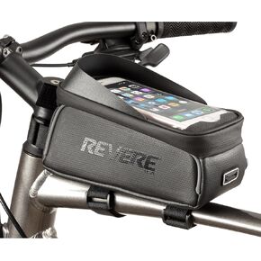 Toptube Frame Bag. Weatherproof Cell Phone Holder, Compatible phones 7’’ or smaller. The clear cover is touch screen connective for use even with gloves.