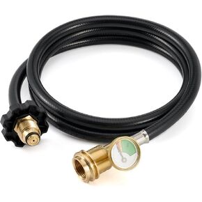 Stanbroil 12 FT Propane Extension Hose with Gauge - Leak Detector Replacement for Propane Appliances,Standard P.O.L.