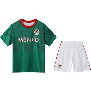 Mexico Kids Boys Youth Sports Soccer Football Kit Jersey Shirt Shorts Set
