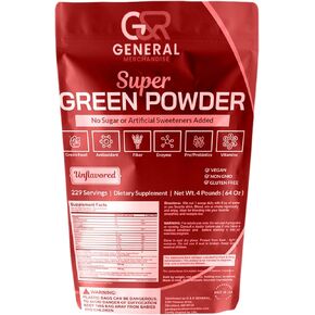Super Greens Powder with Organic: Vegetables (Wheatgrass, Spirulina & more), Fruits. Digestive Enzymes, Probiotics & Vitamins. 4 pounds(64oz), 229 servings. No Sugar or Artificial Sweeteners Added