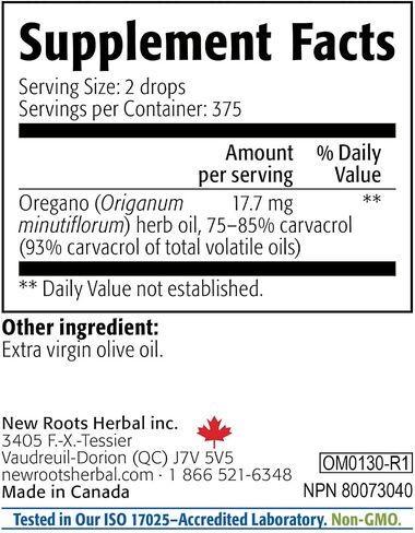 New Roots | Wild Oregano Oil Extra Strong | 93% Carvacrol Oregano Oil Liquid Drops (1 fl oz) | Immune Support Supplement | Highest Concentration of Carvacrol |Alcohol Free, Non GMO, Vegan, Gluten Free in Saudi Arabia