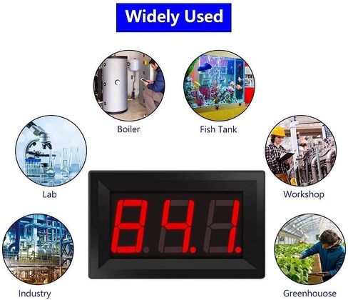 -76-999℉ Green LED Digital high Temperature Precision Thermometer Industrial Thermometer K Type thermocouple M6 Probe DC 12V 24V CAR (Green) in Saudi Arabia