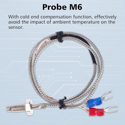-76-999℉ Green LED Digital high Temperature Precision Thermometer Industrial Thermometer K Type thermocouple M6 Probe DC 12V 24V CAR (Green) in Saudi Arabia