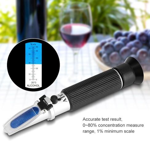 Handheld Wine Refractometer, Professional Alcohol 0-80% Test Refractometer Wine Tester Meter Measure Instrument for Distilled Beverage Rice Wine Maple Syrup Wine Brewing in Saudi Arabia