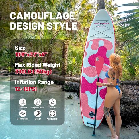 Inflatable Stand Up Paddle Board, Blow Up Paddle Board for Adults, 10ft Wide Stance Board, Sup Board with Sup Accessories, Non-Slip Deck, Adjustable Paddle, Travel Backpack in Saudi Arabia
