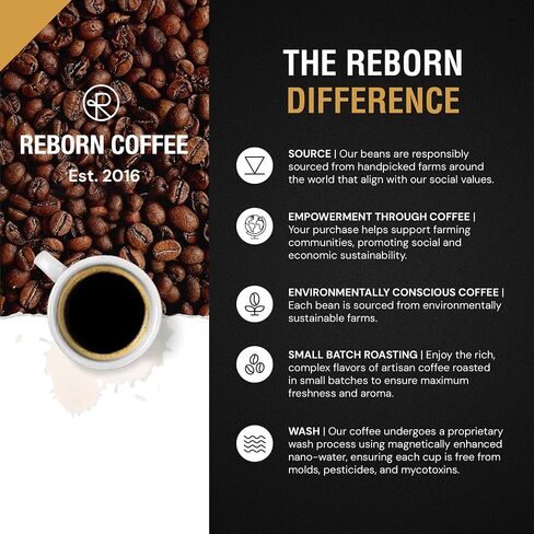 Reborn Coffee Specialty Whole Bean Coffee, Medium Roast, 12 Ounce, Mexico Chiapas Organic, Flavor Notes of Chocolate, Brown Sugar, and Maple Sugar in Saudi Arabia
